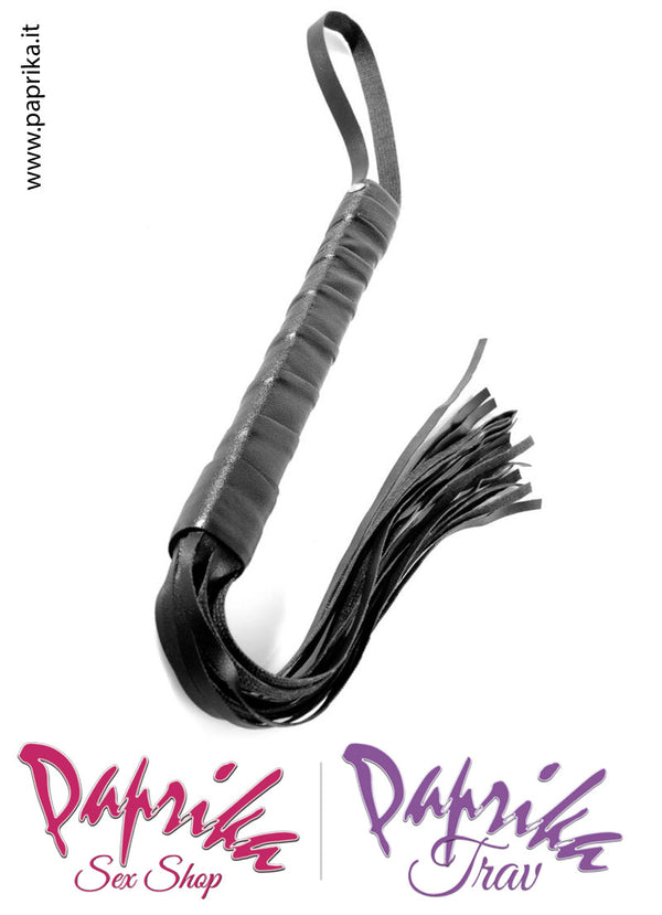 Flogger Indolore Frusta Vinile Pvc 50 cm Manico Legno Ricoperto