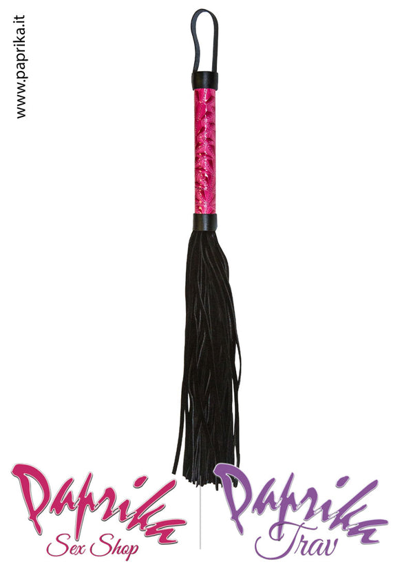 Flogger Indolore Frusta Pvc Vinile 40 cm Manico Legno Ricoperto