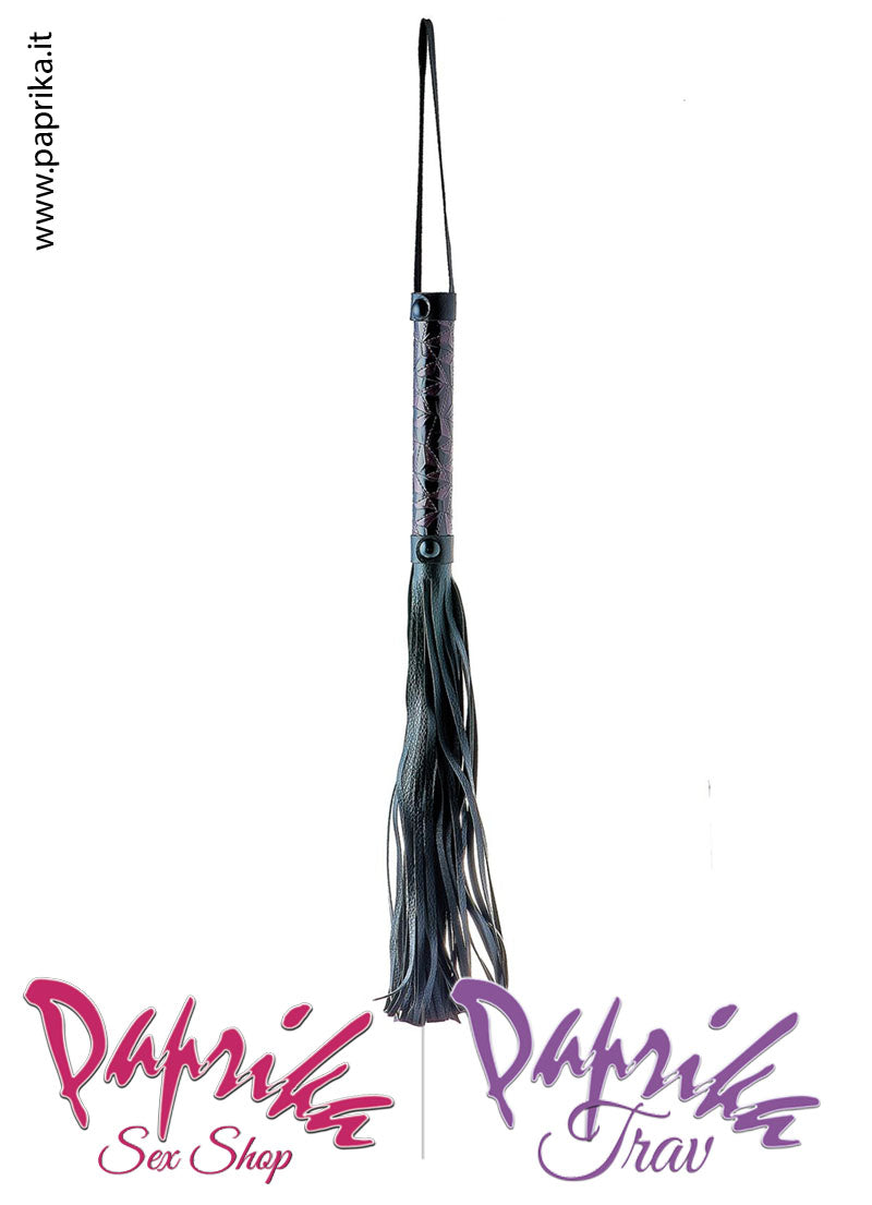 Flogger Indolore Frusta Ecopelle 38 cm Manico Legno Neoprene