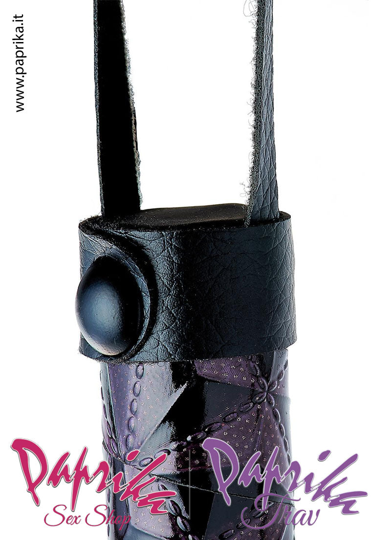 Flogger Indolore Frusta Ecopelle 38 cm Manico Legno Neoprene