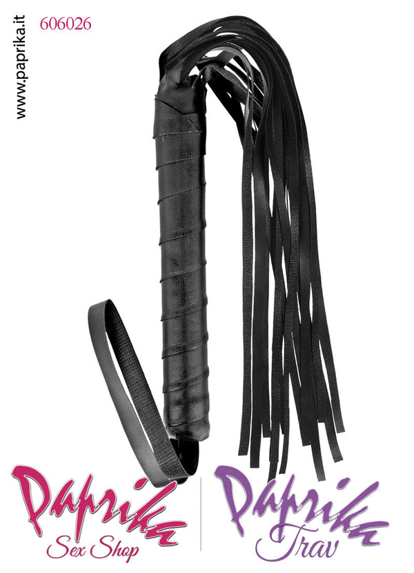 Flogger Indolore Frusta Ecopelle 48 cm Manico Legno Ricoperto