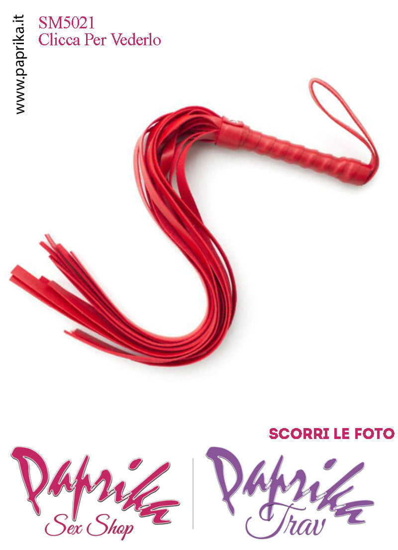 Frusta Whip Bdsm EcoPelle 60 cm Manico Legno Ricoperto 2 Borchie