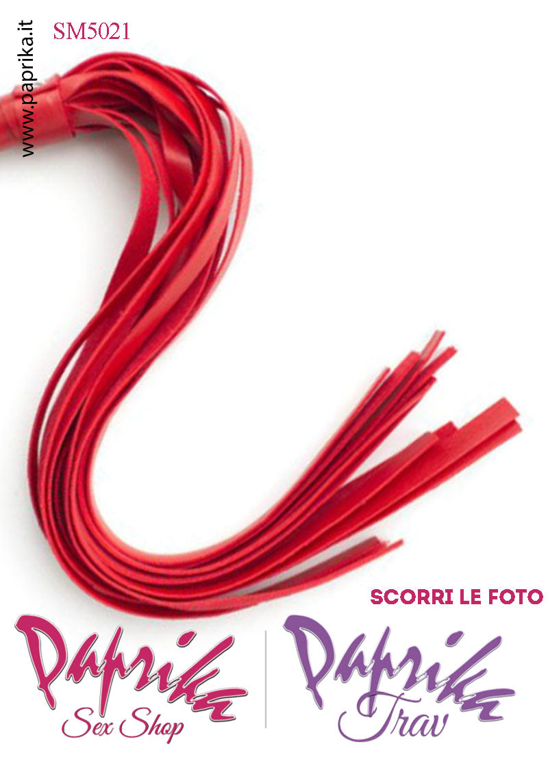 Frusta Whip Bdsm EcoPelle 60 cm Manico Legno Ricoperto 2 Borchie