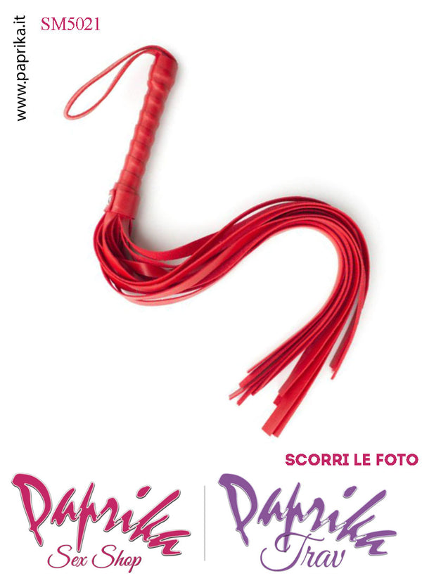 Frusta Whip Bdsm EcoPelle 60 cm Manico Legno Ricoperto 2 Borchie