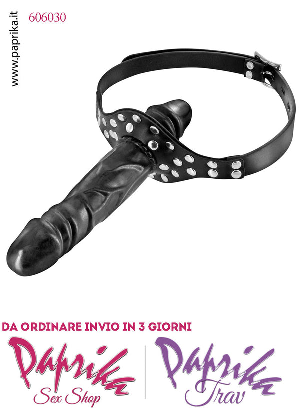 Ball Gag Dildo Doppio Tpr Bdsm Fetish Lucchetto Cinturino Pelle