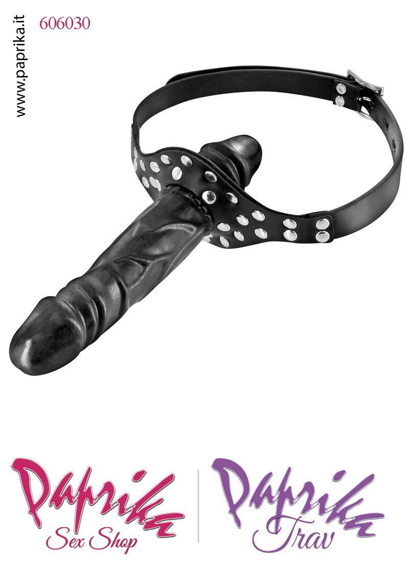 Ball Gag Dildo Doppio Tpr Bdsm Fetish Lucchetto Cinturino Pelle