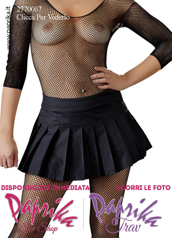 Gonna Corta Tessuto Pieghe Fascione Alto Cerniera Laterale