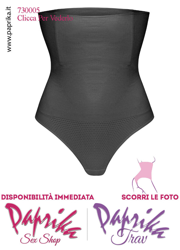 Guaina Alta Coprente Nero Perizoma 4 Stecche Stringenti