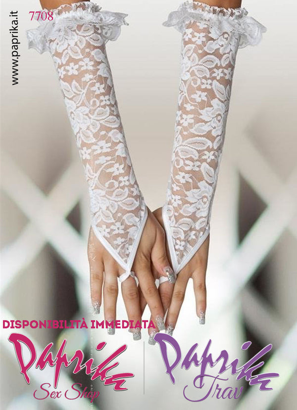 Guanti Pizzo Trasparente Elasticizzato Medi Sotto Al Gomito