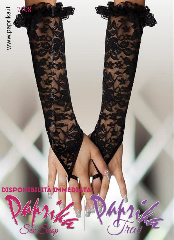 Guanti Pizzo Trasparente Elasticizzato Medi Sotto Al Gomito