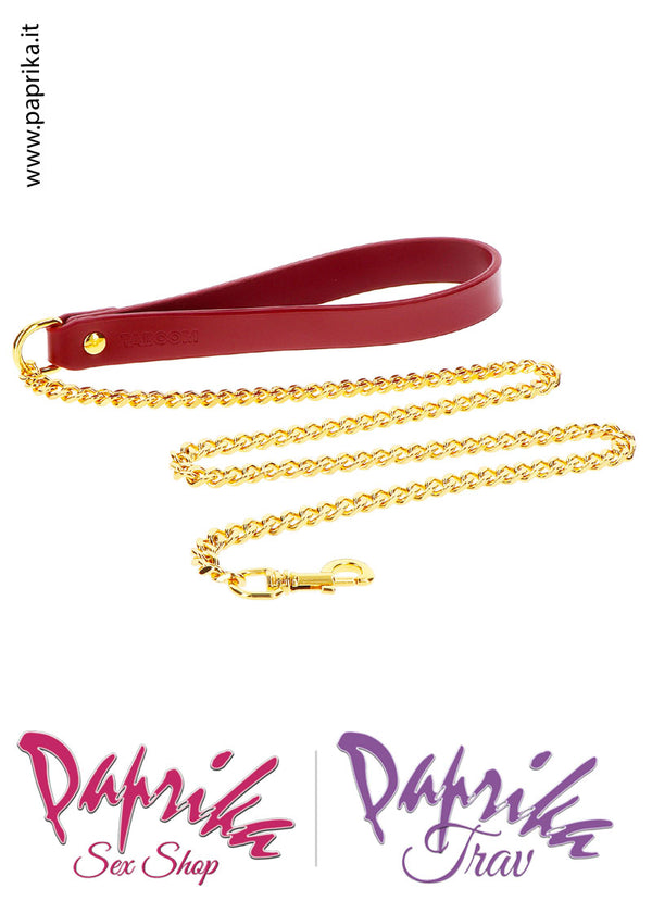 Guinzaglio Catena Lunga Moschettone Passante Mani Pelle Vegan