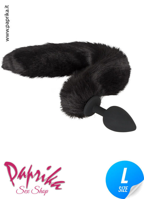 Kit Plug Anale Large 9 cm Ø 42 Silicone Coda Lunga Orecchie Gattina
