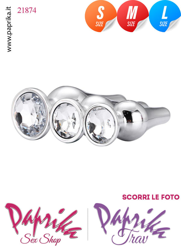 Kit Plug Anali Lunghi 3 Misure Alluminio Gioiello Tondo Trasparente