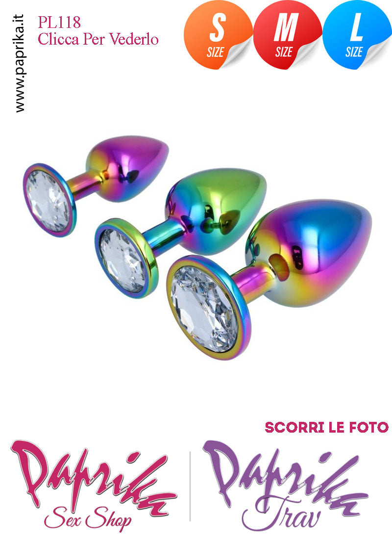 Kit Prima Volta Anale 3 Plug Alluminio Leggero Multicolor Gioiello Rotondo