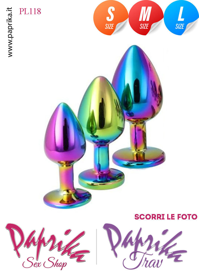 Kit Prima Volta Anale 3 Plug Alluminio Leggero Multicolor Gioiello Rotondo