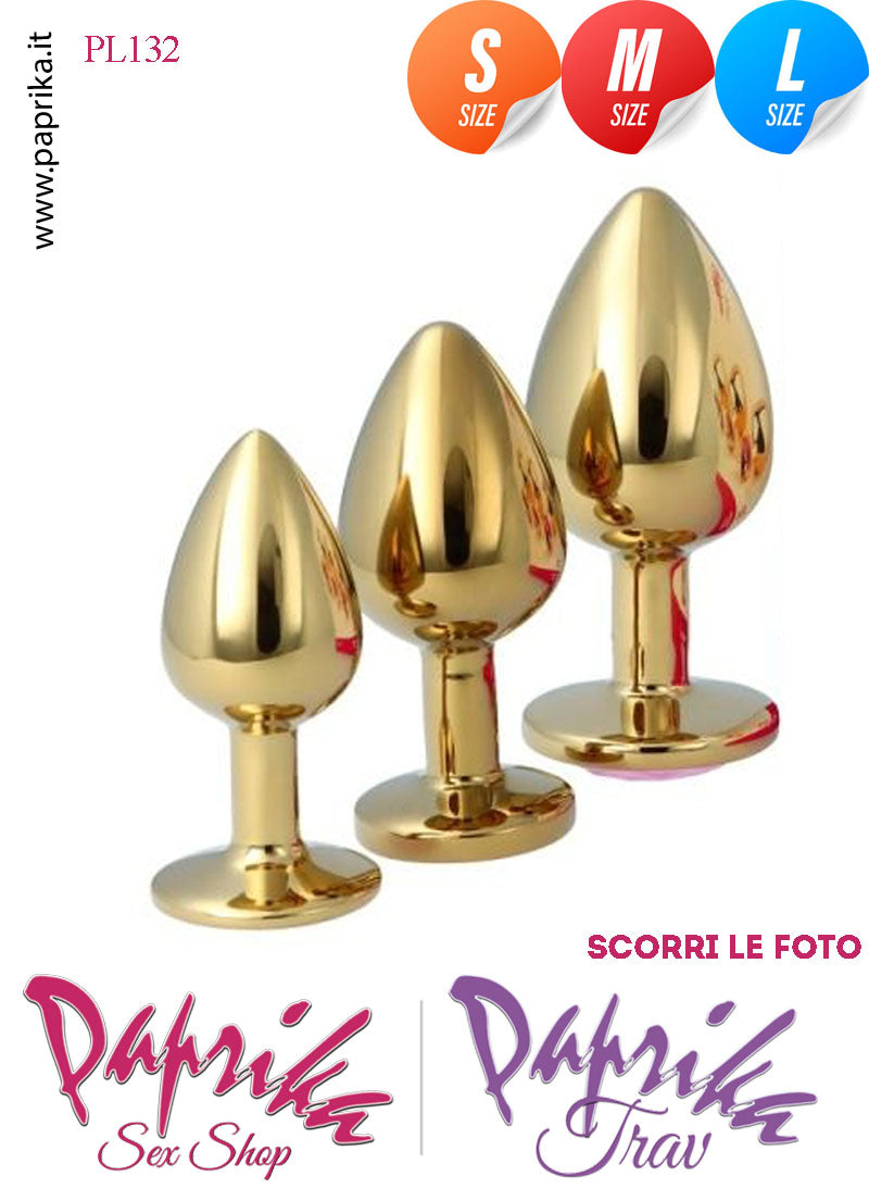 Kit Prima Volta Anale 3 Plug Alluminio Leggero Oro Gioiello Rotondo Rosa