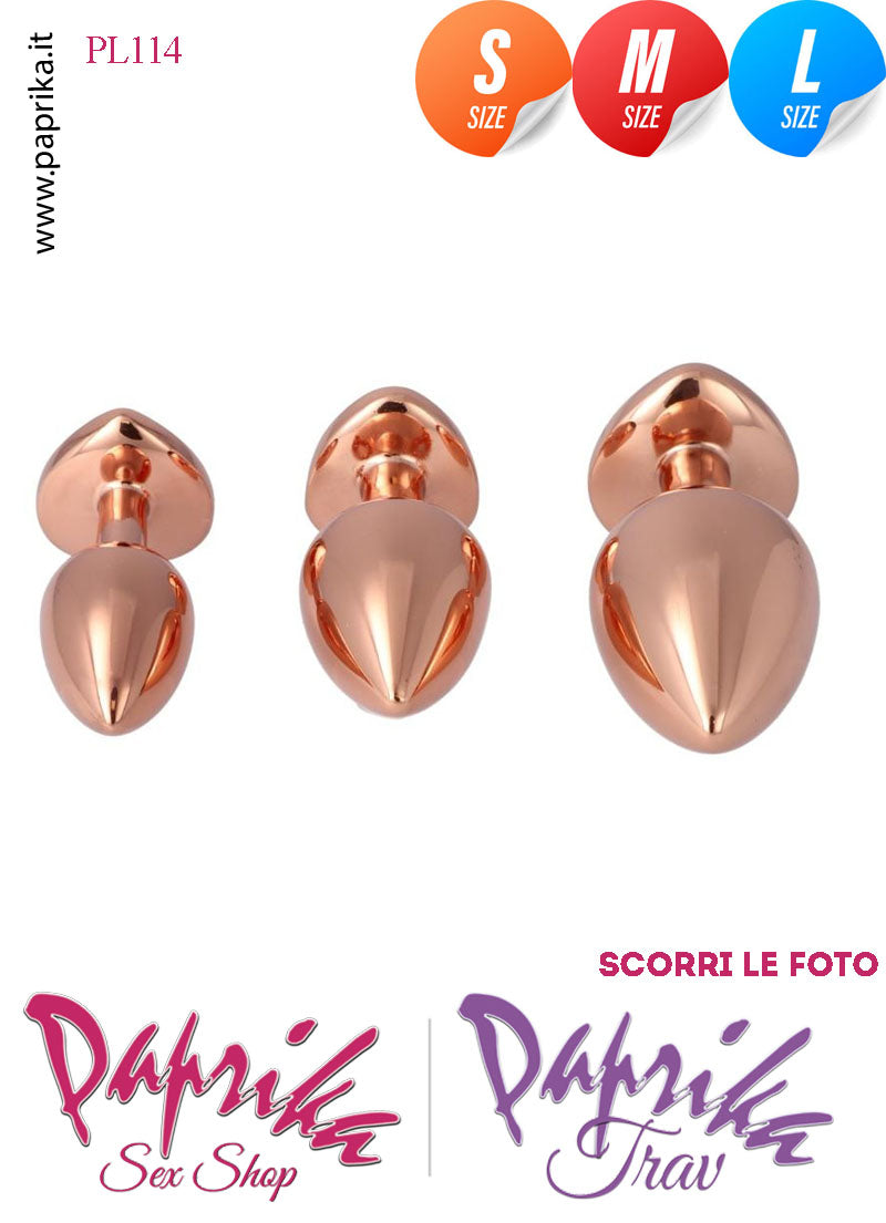 Kit Prima Volta Anale 3 Plug Alluminio Leggero Oro Gioiello Cuore Rosa