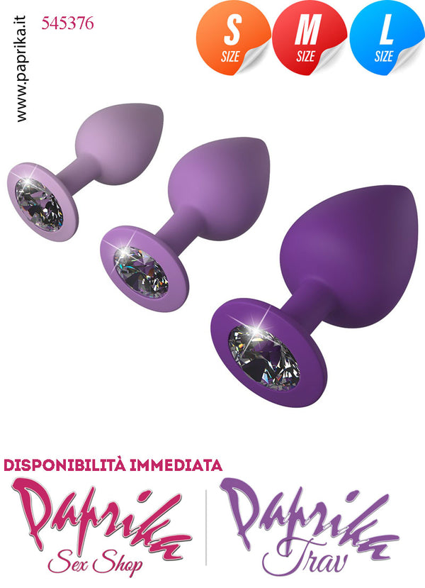 Kit Prima Volta Anale 3 Plug Silicone Gioiello Trasparente 3 Colori