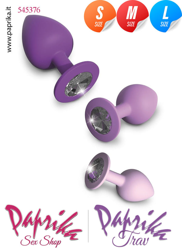 Kit Prima Volta Anale 3 Plug Silicone Gioiello Trasparente 3 Colori