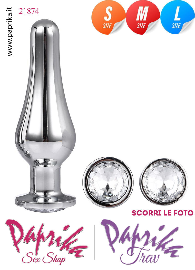 Kit Prima Volta Anale 3 Plug Lunghi Alluminio Leggero Gioiello Trasparente Analgel 60 ml