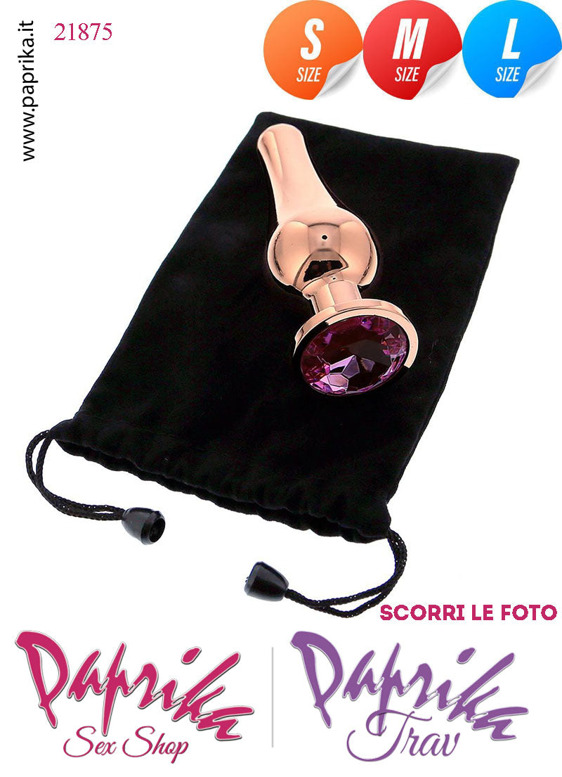 Kit Prima Volta Anale 3 Plug Lunghi Alluminio Oro Leggero Gioiello Rosa Analgel 60 ml