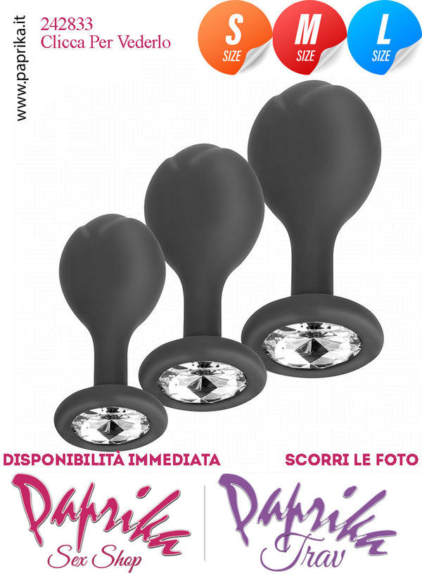 Kit Prima Volta Anale 3 Plug Small Medium Large Silicone Gioiello Trasparente