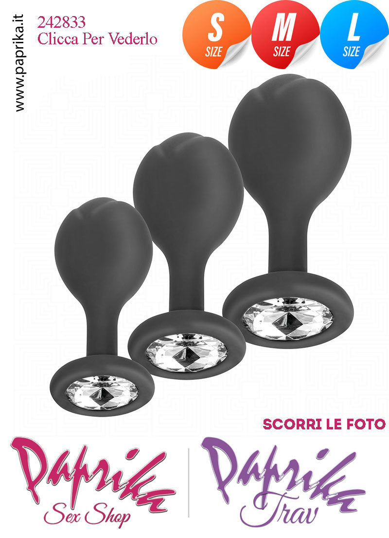 Kit Prima Volta Anale 3 Plug Small Medium Large Silicone Gioiello Trasparente