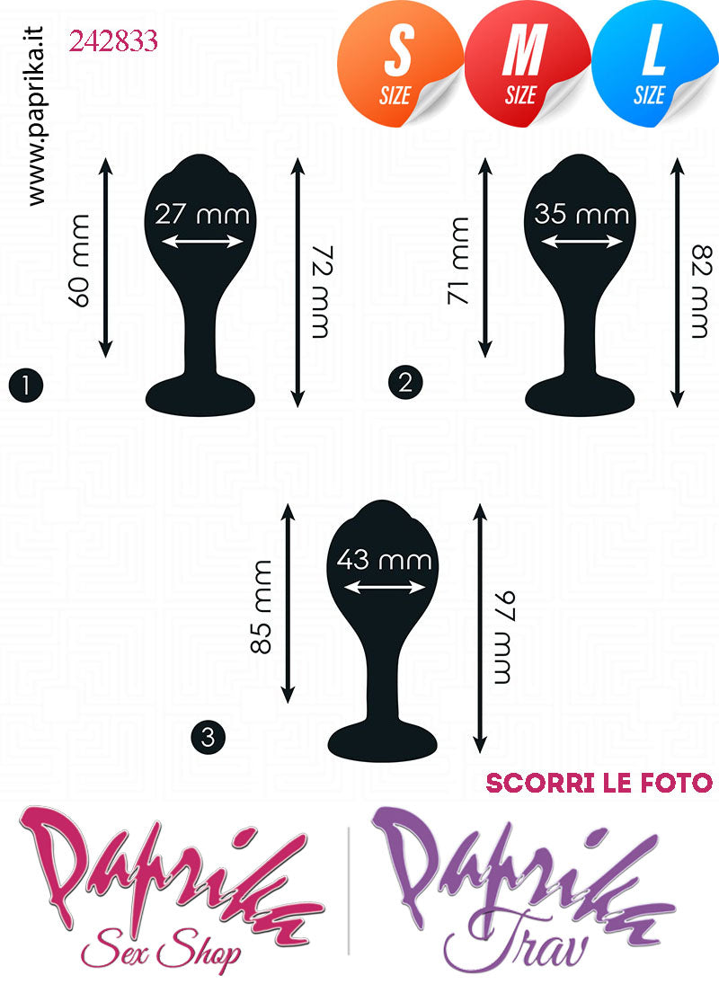 Kit Prima Volta Anale 3 Plug Small Medium Large Silicone Gioiello Trasparente