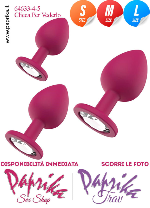 Kit Prime Volte Anali 3 Plug Silicone Fucsia Gioiello Rotondo Trasparente