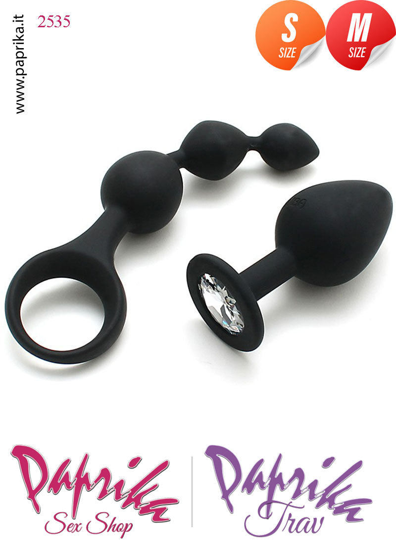 Kit Prima Volta Anale Plug Medium Palline 3 Sfere Silicone Gioiello