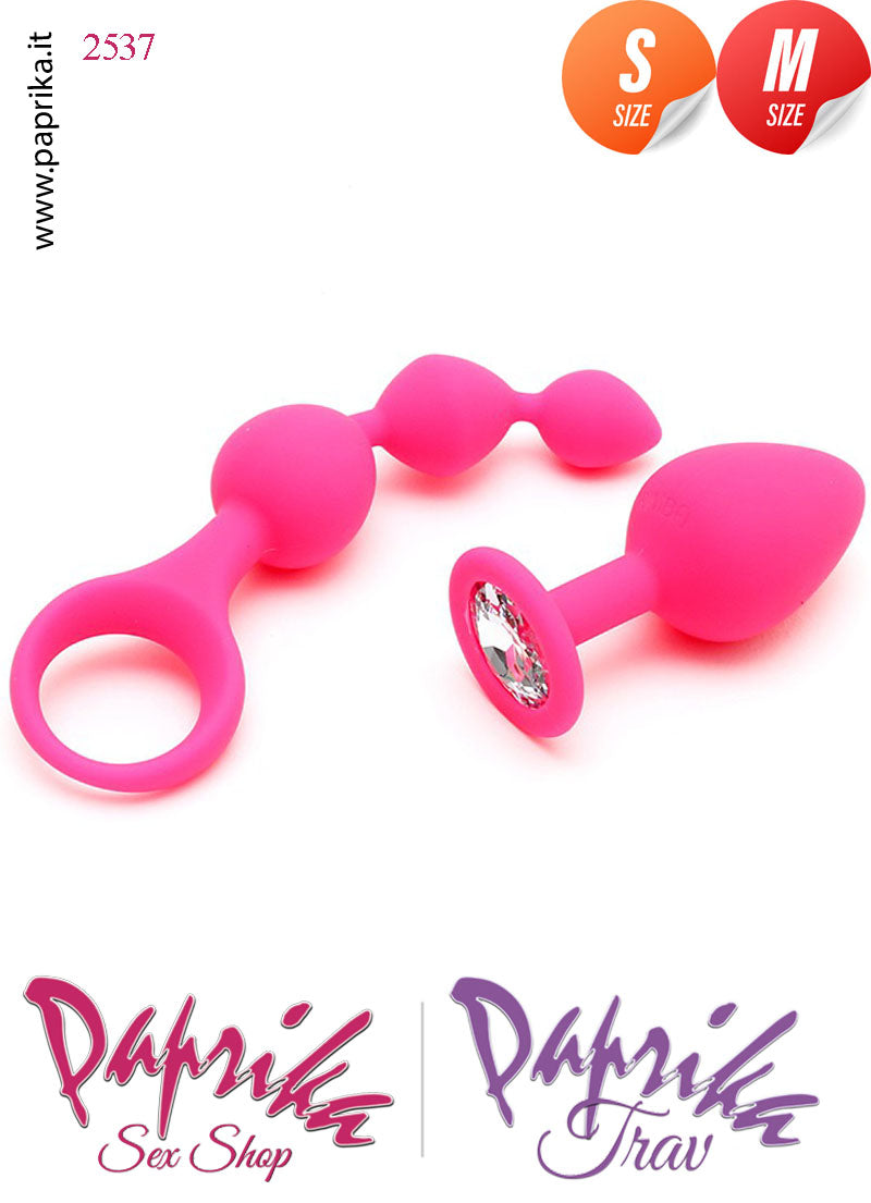 Kit Prima Volta Anale Plug Medium Palline 3 Sfere Silicone Gioiello