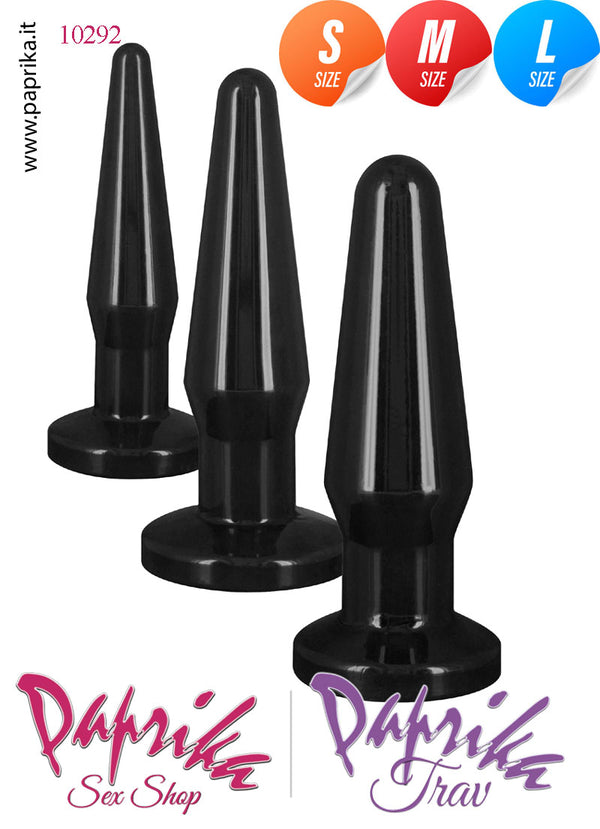 Kit Prima Volta Anale 3 Plug Anali Pvc Base Tonda Larga