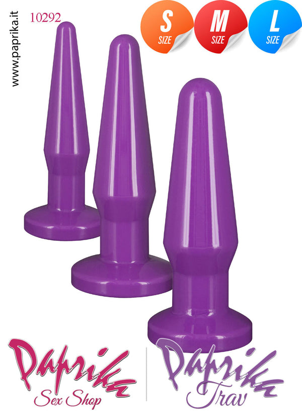 Kit Prima Volta Anale 3 Plug Anali Pvc Base Tonda Larga