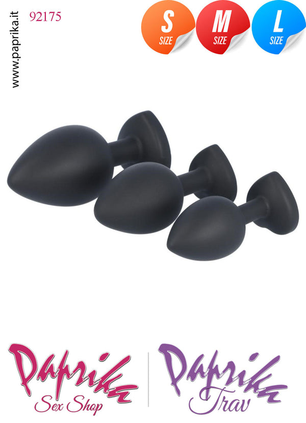 Kit Prima Volta Anale 3 Plug Silicone Rosebud Gioiello Cuore Rosso
