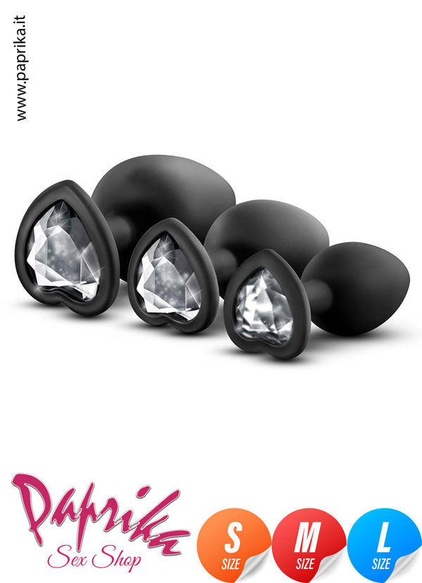 Kit Prima Volta Anale 3 Plug Silicone Rosebud Gioiello Cuore