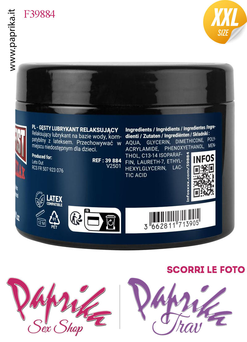 Lubrificante Rilassante Fisting Ibrido Acqua Silicone Penetrazioni Estreme Barattolo 500 ml