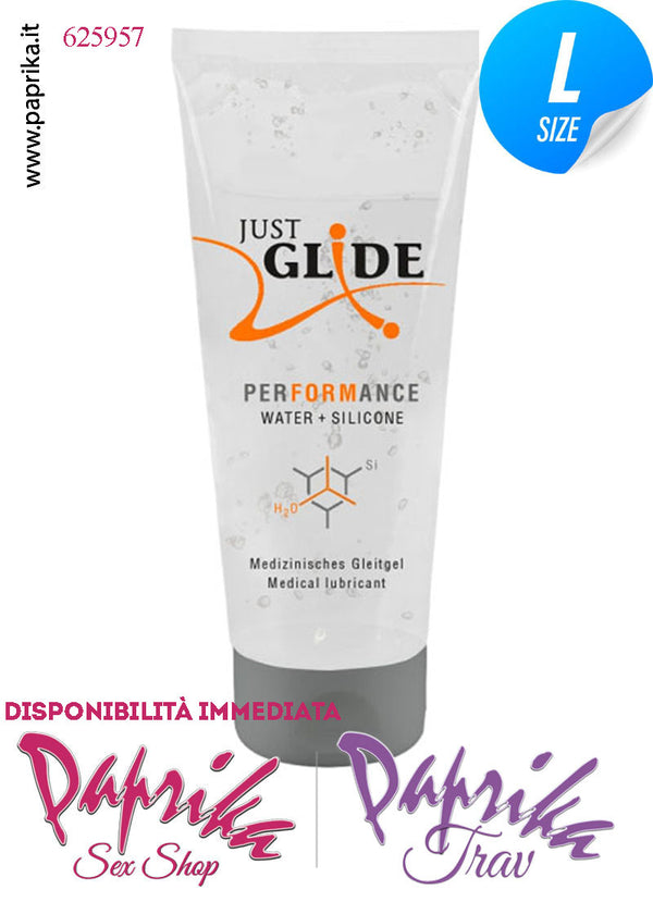 Lubrificante Ibrido Acqua Silicone Gelatina Trasparente Just Glide 200 ml