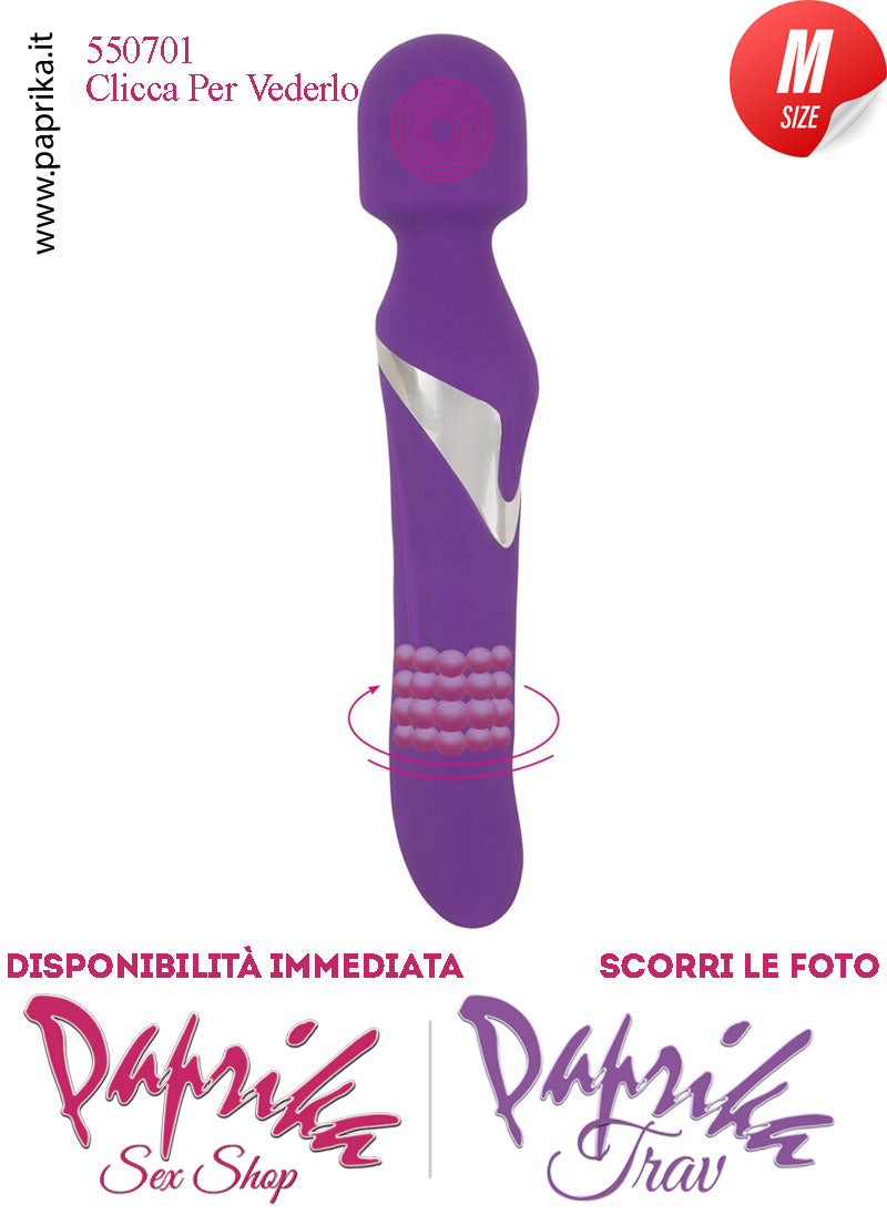 Magic Wand & Rotazione Perle 24 cm Potente 10 Velocità Punta Ø 34 Testa Ø 46