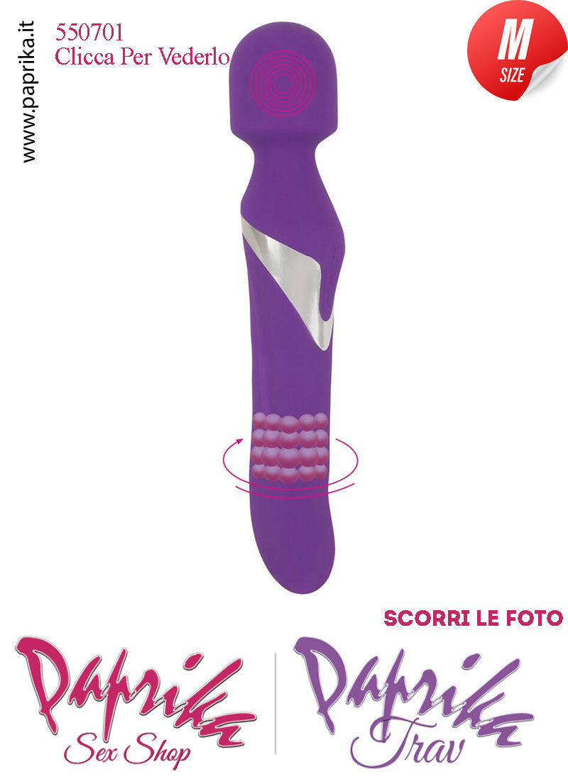 Magic Wand & Rotazione Perle 24 cm Potente 10 Velocità Punta Ø 34 Testa Ø 46