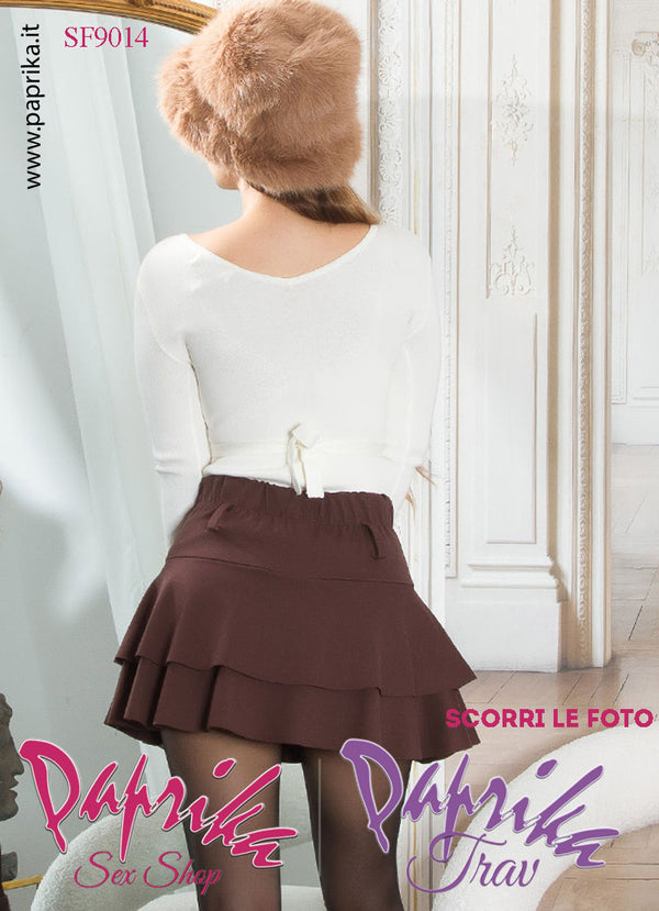 Maglietta Sexy Maniche Lunghe Bianca Colletto Allacciato Fiocco