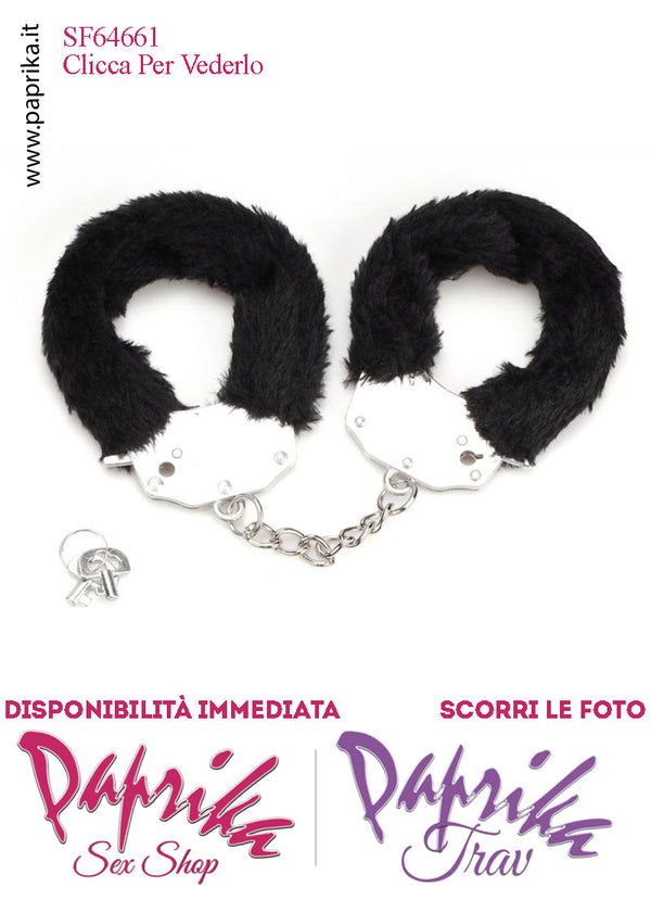 Manette Metallo Peluche Nero Catenella Lunga 7 cm Levetta e Chiavi Corte