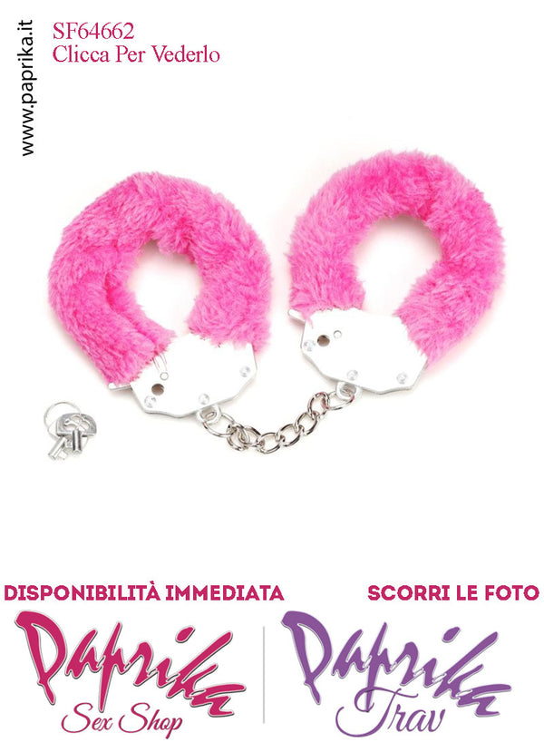Manette Metallo Peluche Rosa Catenella Lunga 7 cm Levetta e Chiavi Corte