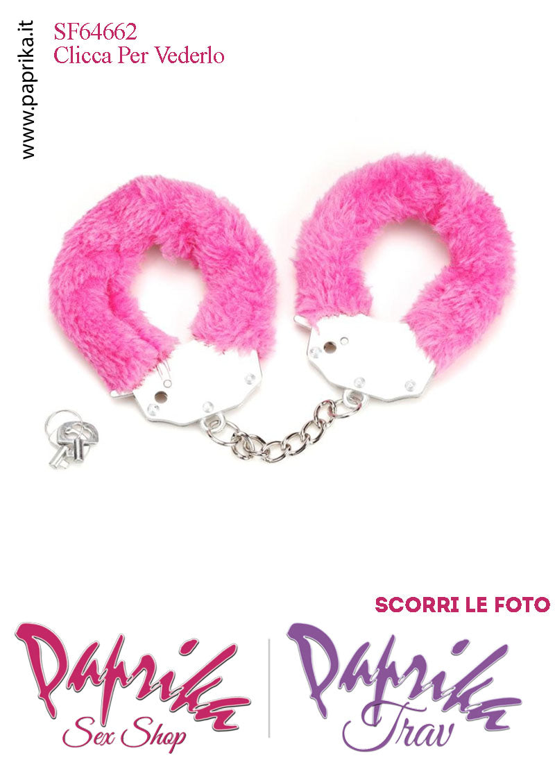 Manette Metallo Peluche Rosa Catenella Lunga 7 cm Levetta e Chiavi Corte
