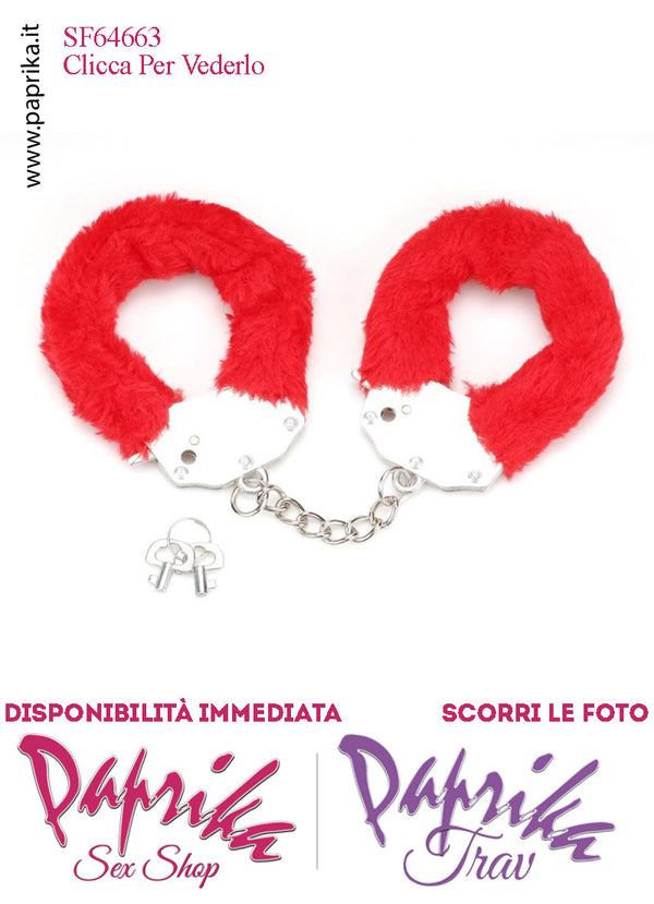 Manette Metallo Peluche Rosso Catenella Lunga 7 cm Levetta e Chiavi Corte