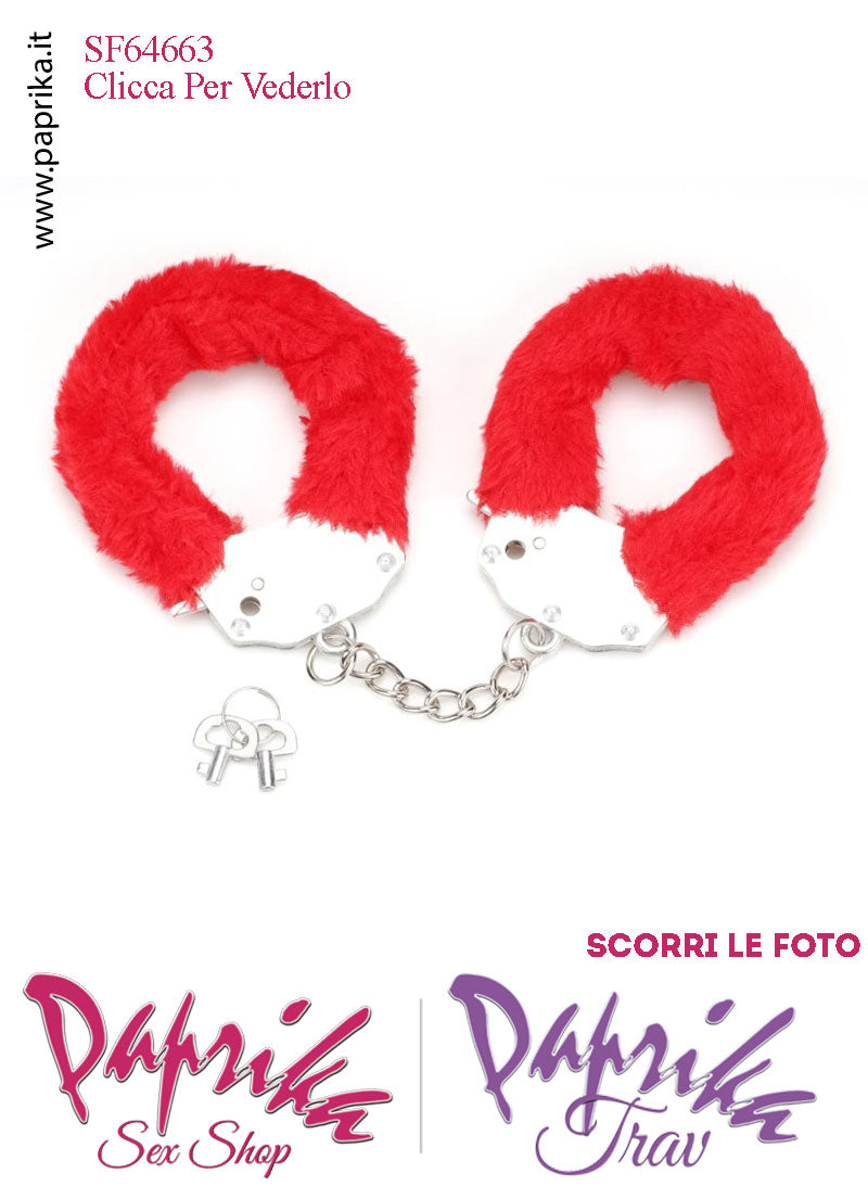 Manette Metallo Peluche Rosso Catenella Lunga 7 cm Levetta e Chiavi Corte