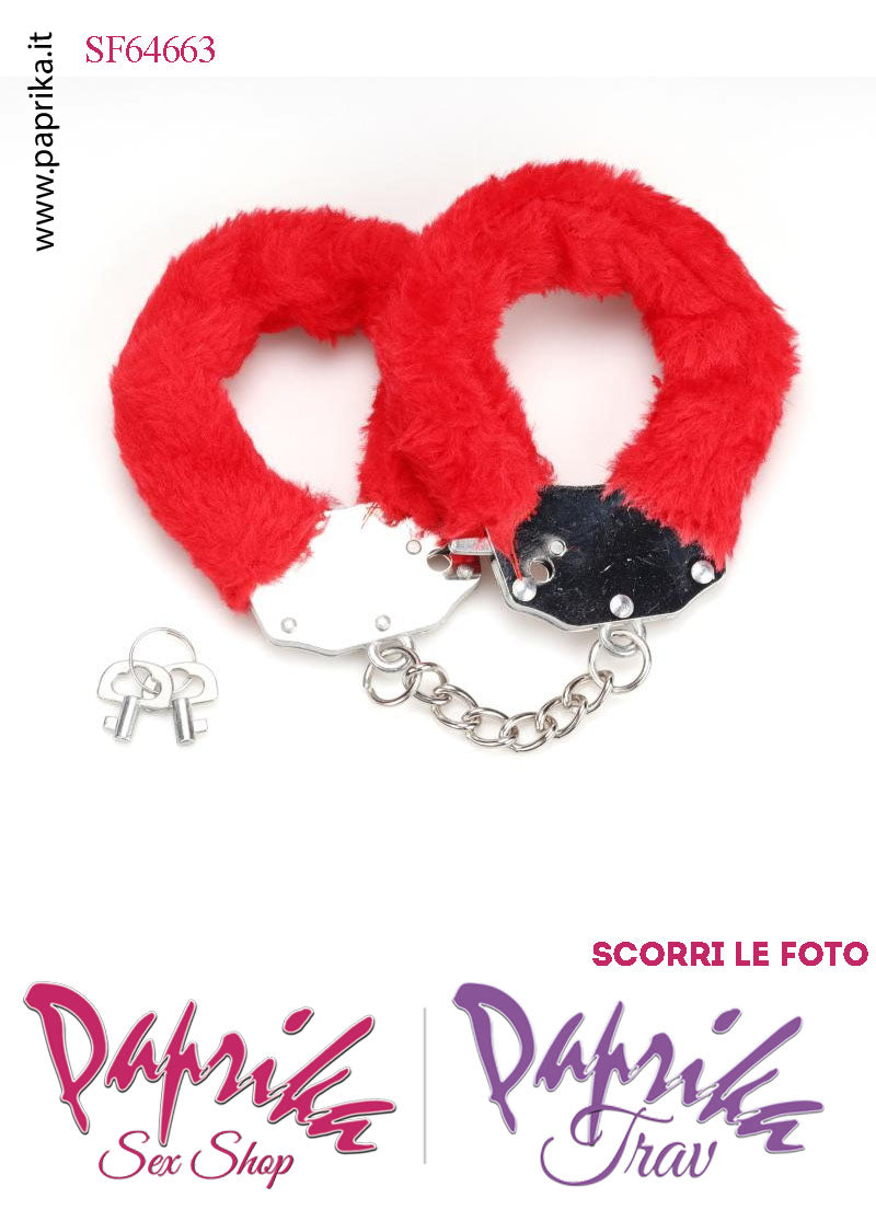 Manette Metallo Peluche Rosso Catenella Lunga 7 cm Levetta e Chiavi Corte