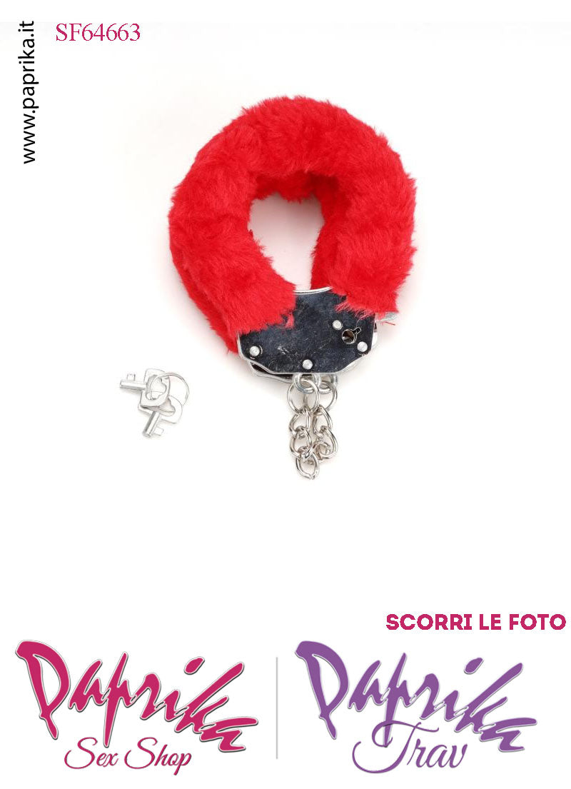 Manette Metallo Peluche Rosso Catenella Lunga 7 cm Levetta e Chiavi Corte