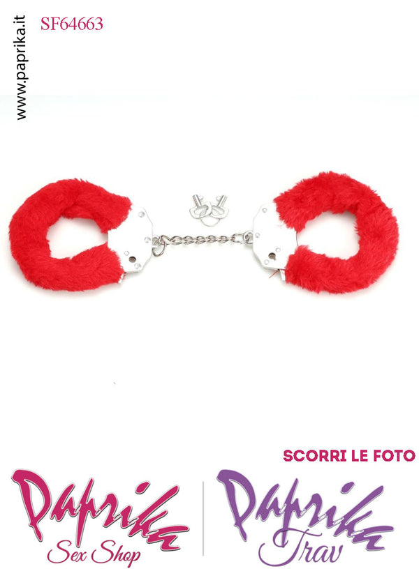 Manette Metallo Peluche Rosso Catenella Lunga 7 cm Levetta e Chiavi Corte