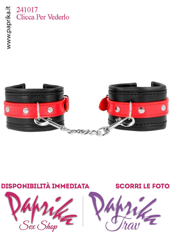 Manette Polsiere Bicolore Alte 60 mm EcoPelle Catenella Corta 2 Moschettoni