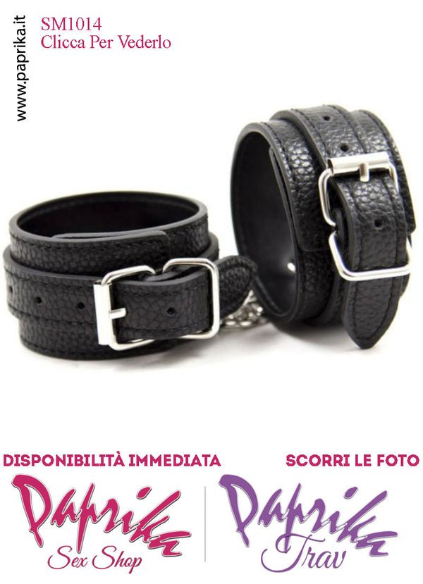 Manette Polsiere Alte 45 mm EcoPelle Lavorata Catenella Corta Senza Moschettoni